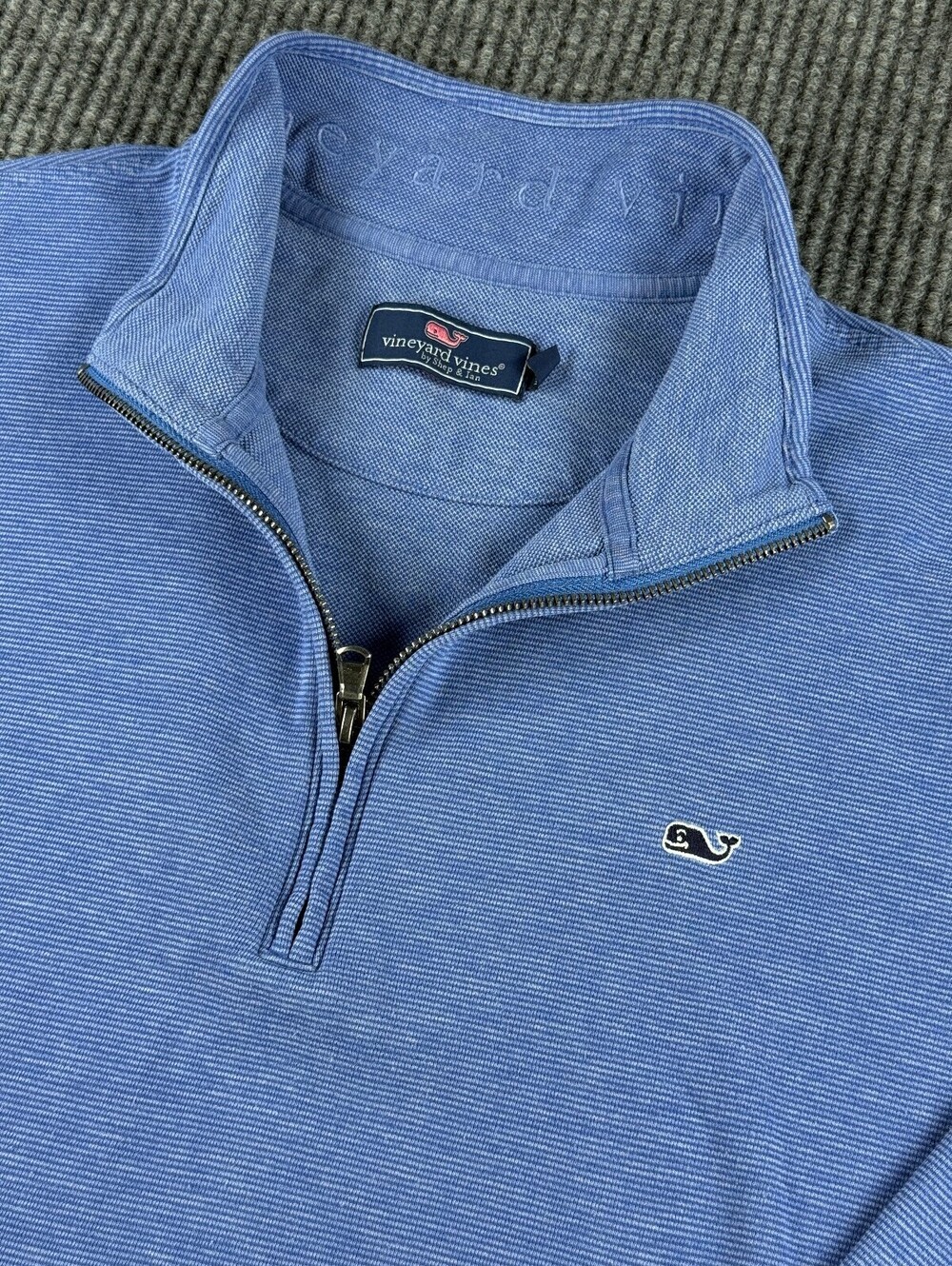 Vineyards Vines Saltwater 1/4 Zip Pullover Men XL Light Blue Cotton Poly Sweater